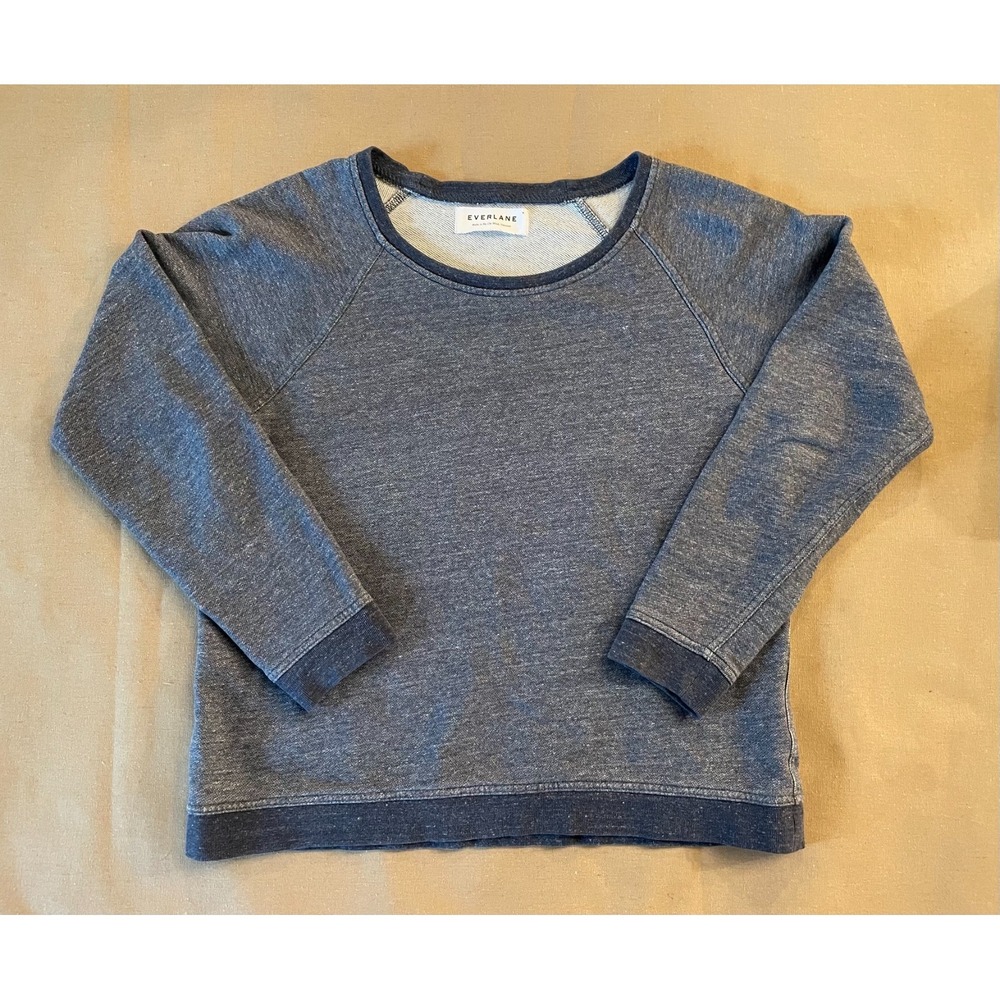 Everlane Sweatshirt Sz M Blue French Terry Minimalist Coastal Preppy Coastal